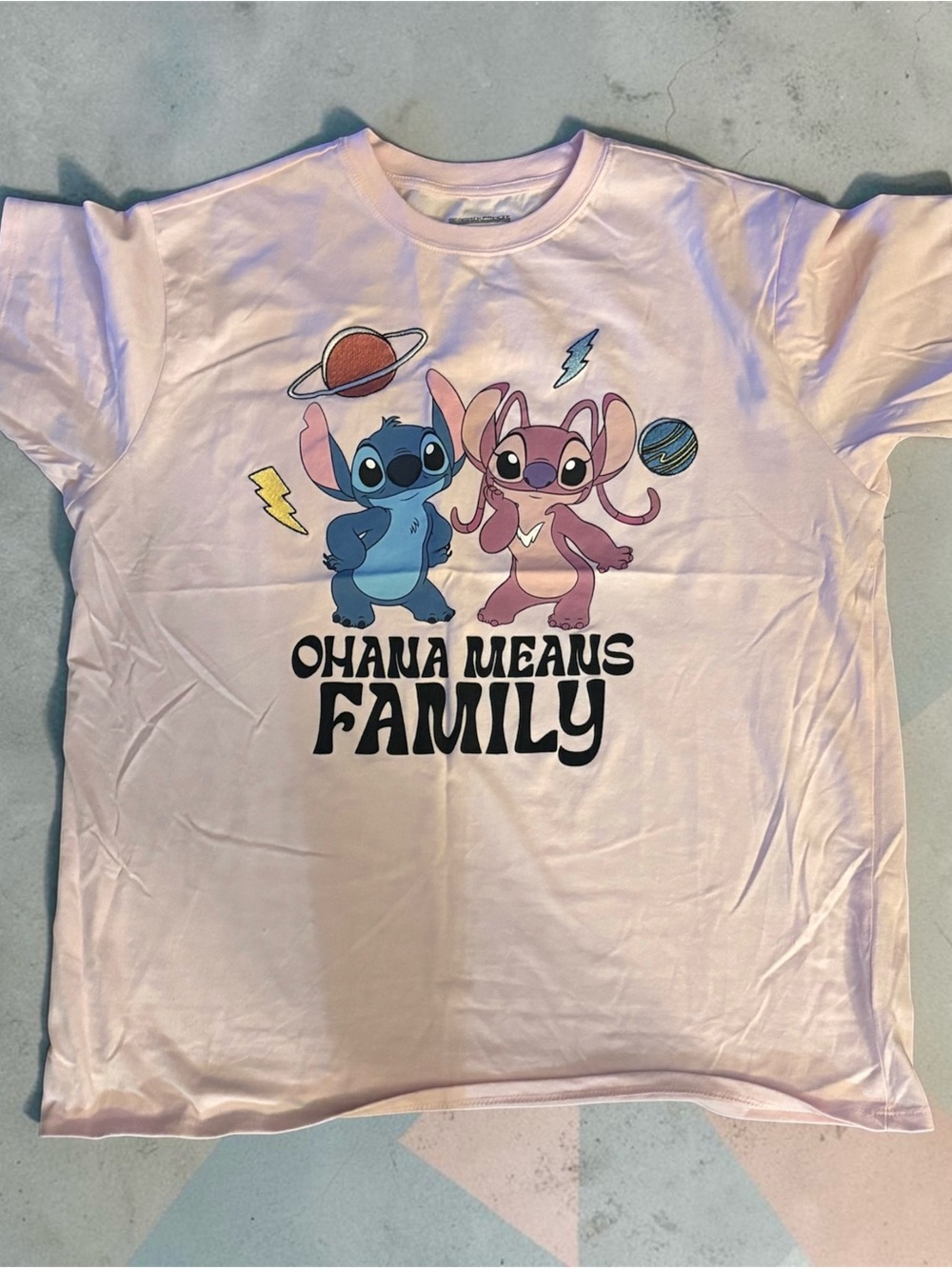 Freeze Pink Kids Ohana Means Family Graphic Tee